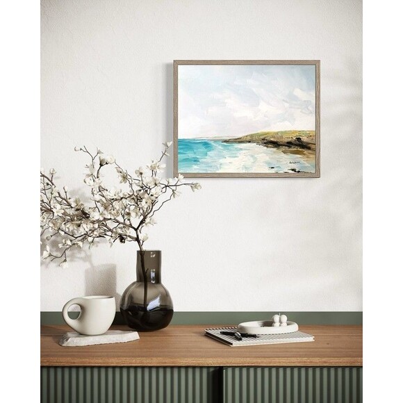 Original Oil Painting Coastal Seascape Impressionist Blue Sky Water 11x14 Signed - Picture 6 of 7